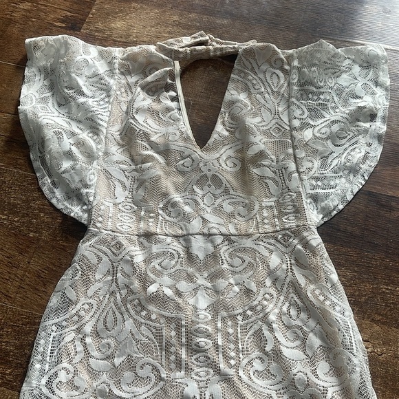 Charlotte Russe Lace V Neck Eyelet Mini Dress - Picture 3 of 8